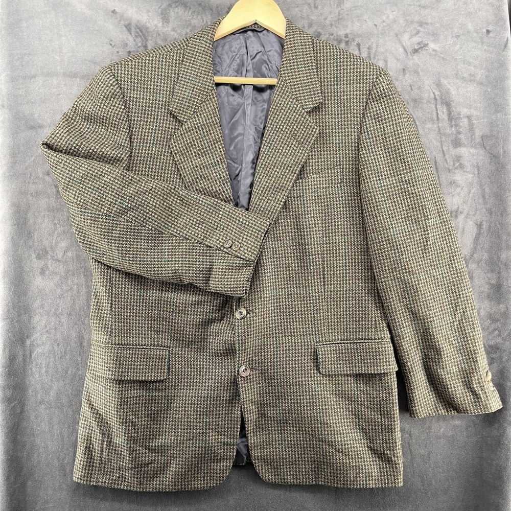 Hickey Freeman Men's 42R Wool Cashmere Sport Coat Blazer Brown Plaid USA